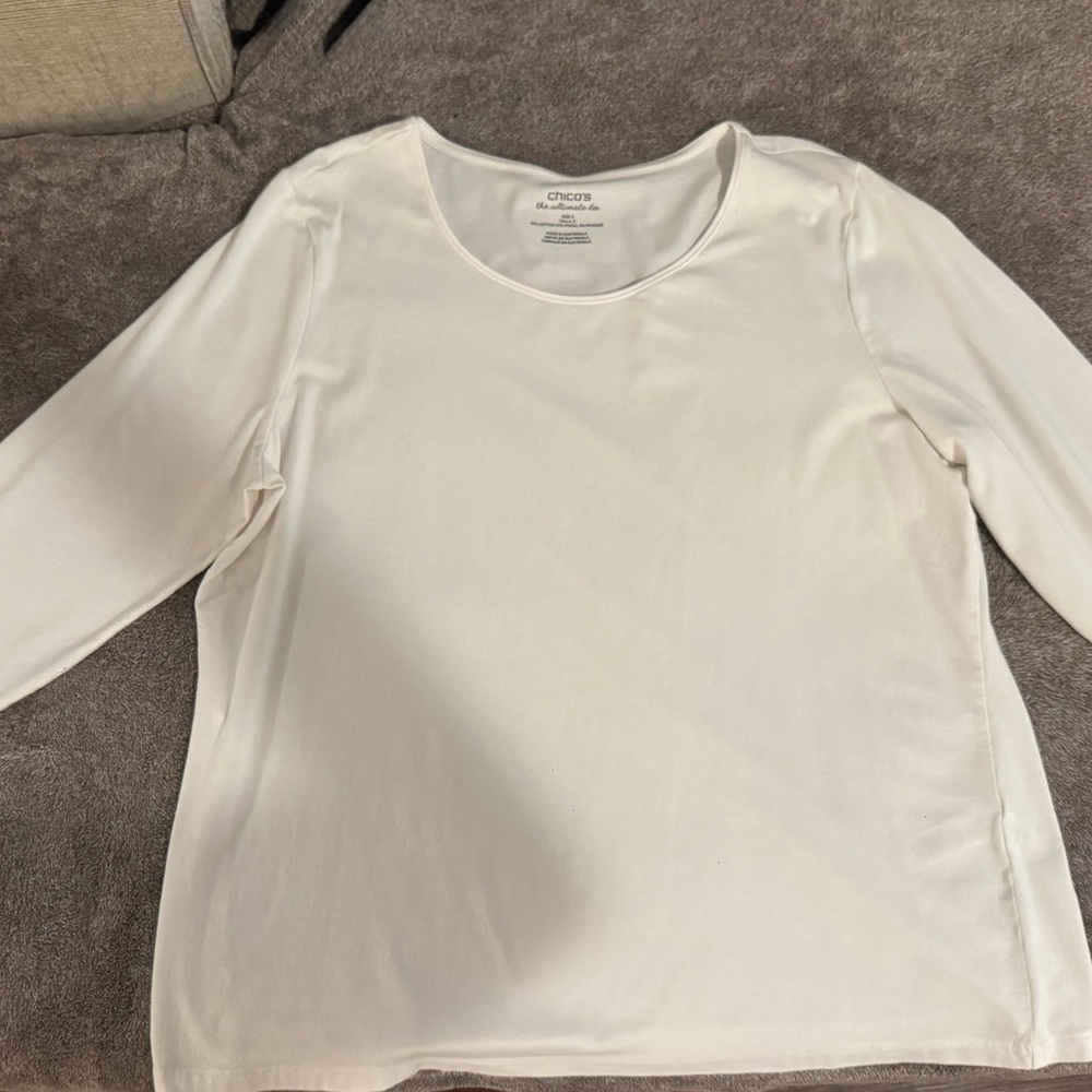 Chico's Women's White 3/4 Sleeve Tee